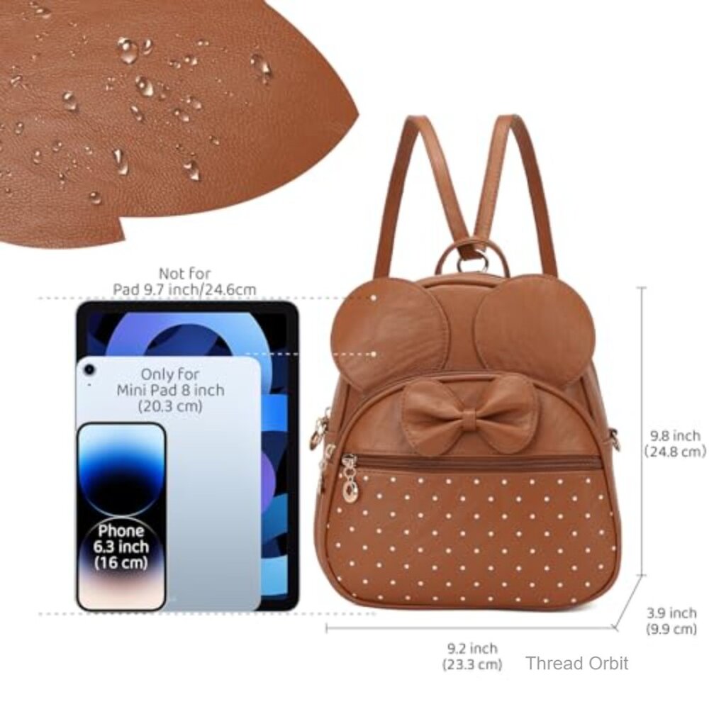 Mini Backpack with Bow Detail, Adjustable Straps,… - image 3